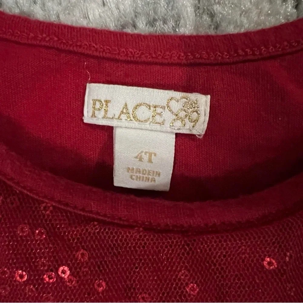 The Children’s Place Red Christmas Holiday Sparkle Dress Size 4T - Picture 3 of 5